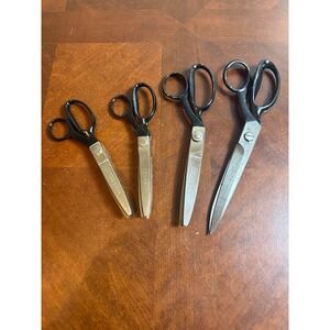Vintage Wiss Sewing Shears Set 4 Pairs Pinking CB7 & Straight Dressmaker USA